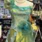 Robe de soirée longue en satin et tulle, élégante, dégradé de couleurs, style rétro, florale exquise, jaune et vert, gh4139