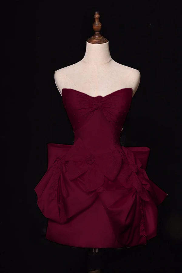 ✨Girlhomeshops🔥Ivory Beaded Elegant Short Satin Homecoming Dress PromDress Party Dress gh4982