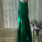 Grün, wunderschön glänzend, modisch, elegant, zarte Spitze, Perlenbesatz, lang, Satin-Chiffon, Ballkleid, Abendkleid für Geburtstage/Hochzeitsgäste/Urlaubspartys, Ballkleid, Valentinstags-Date-Kleid, gh4037