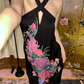 Black Vintage Luxury Printed Halter Prom & Evening Party Dress gh8420