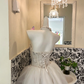 Ivory Strapless Waist-Cinched Full Flared Skirt Elegant Romantic Dress, Wedding Gown gh7650