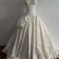 ✨Girlhomeshops-Spaghetti Strap Cream Jacquard Corset Wedding Gown with Beaded Bow gh10220