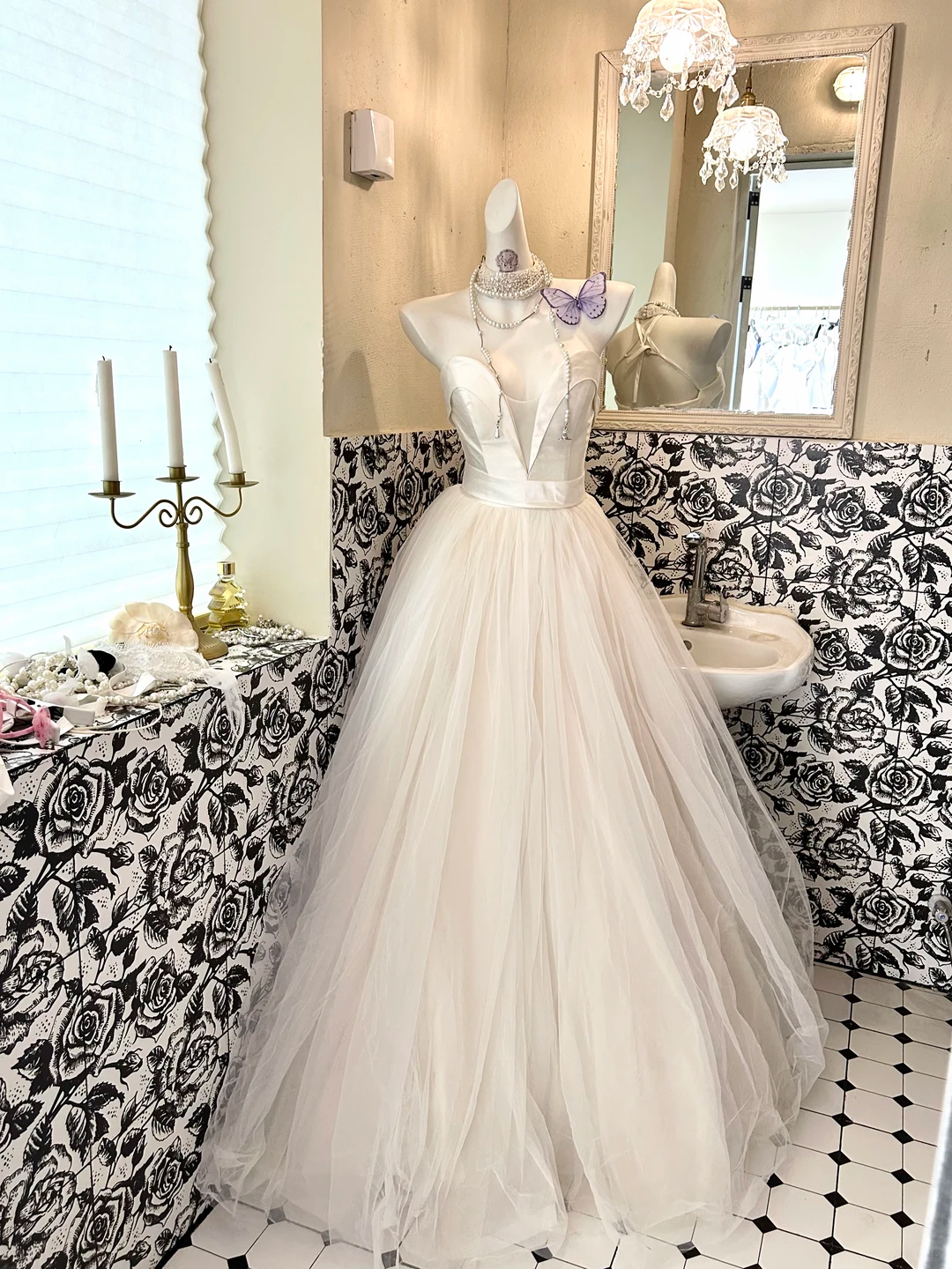 White Strapless Waist-Cinched Full Flared Long Elegant Romantic Dress, Wedding Gown gh7712