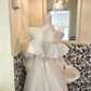 Ivory Spaghetti Straps Ruffled Neckline Waist-Cinched Full Flared Skirt Long Romantic Dress, Wedding Gown gh7757