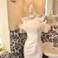 Ivory Off-the-Shoulder Waist-Cinched Figure-Flattering Sexy Mermaid Skirt Long Romantic Dress, Wedding Gown gh7742