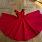 Burgundy Square Neck Cap Sleeve Midi Evening Gown, Fitted Waist, Full A‑Line Swing Skirt, Matte Crepe Formal Party Prom Dress gh8922