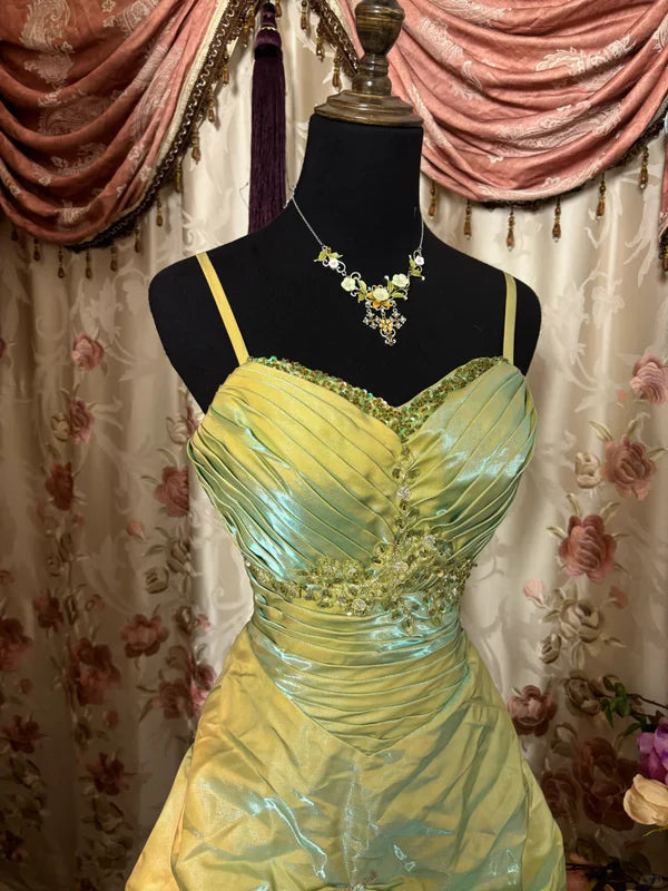 Grünes wunderschönes Retro-exquisites, perlenbesetztes, elegantes langes Satin-Ballkleid, Abendkleid, Abschlusskleid, Geburtstagskleid, gh3186