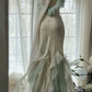 Green white gorgeous beautiful charming spaghetti straps beaded ruffles mermaid long slim lace tulle ball gown fashion evening dress party dress prom dress gh3617a