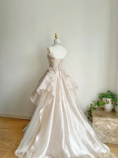 Rosa Wunderschöne Elegante Exquisite Perlen A-Linie Off Schulter Lange Tüll Ballkleid Abendkleid Brautkleid gh3415