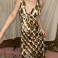 Brown Tone Vintage Luxury Halter Fitted Waist Slim Prom & Evening Party Dress gh8426
