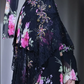 ✨Girlhomeshops-Black Floral Spaghetti Strap Beaded Lace Asymmetrical Midi Cocktail Dress with Shawl gh10021