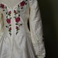 Vintage Off White Long Sleeve Embroidery Fitted Waist Long A-Line Prom & Evening Party Dress gh8500
