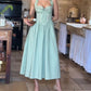 Mintgrün Elegant Exquisite Blumen Korsett Lange Satin Neckholder Ballkleid Abendkleid Partykleid gh4117