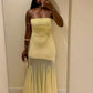 girlhomeshops-Yellow Elegant Mermaid Slim Long Chiffon Prom Dress Graduation Dress gh5930
