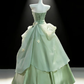 Light Green Strapless Waist-Cinched Long Evening Dress, Fairy Gown, Romantic Gown gh7369