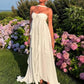 Robe de soirée en mousseline de soie blanche, couleur pure, jeune, élégante, douce, longue, à volants, irrégulière, pour bord de mer, plage, vacances, robe de soirée, robe de bal, gh3538