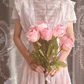 Light Pink Gradient Vintage Edwardian Long Gown, Lace Cap Sleeve A-Line Dress gh9309
