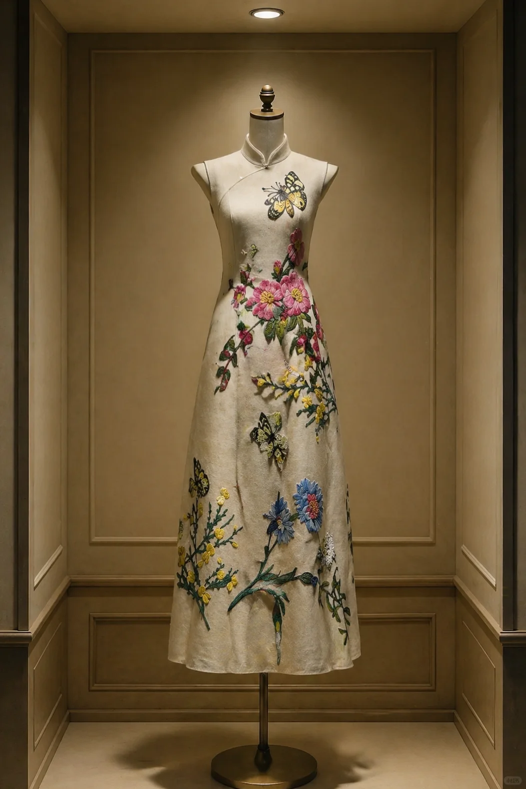 ✨Girlhomeshops-Floral Butterfly Embroidery Sleeveless Cheongsam Qipao gh10456