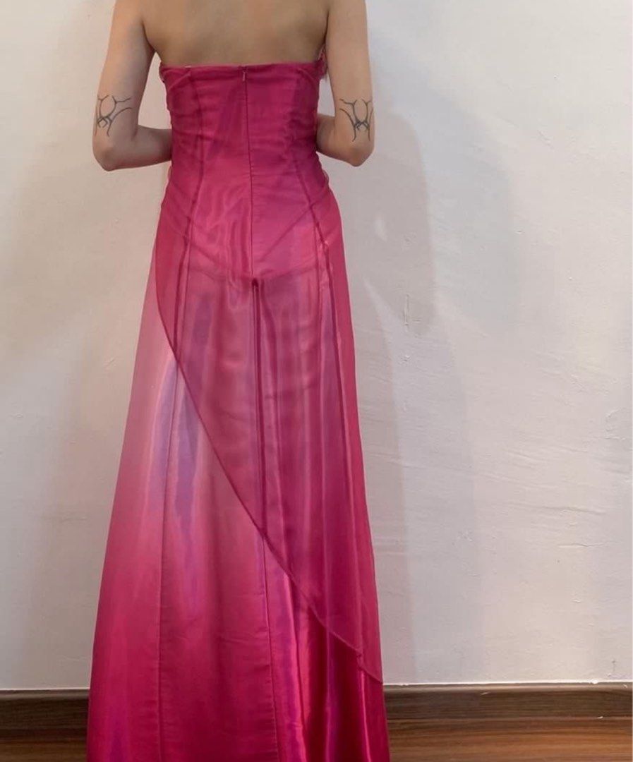 Girlhomeshops--Pink gradient exquisite floral beading fashion long tulle prom dress graduation dress gh5523