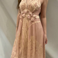 Nude Pink Luxury Leaf Print Spaghetti Strap Fitted Waist Prom & Evening Party Dress gh8456