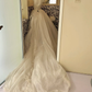 Ivory Strapless Waist-Cinched Voluminous Skirt Long Romantic Dress, Wedding Gown gh7706