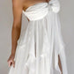 Robe de soirée en mousseline de soie blanche, couleur pure, jeune, élégante, douce, longue, à volants, irrégulière, pour bord de mer, plage, vacances, robe de soirée, robe de bal, gh3538