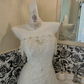 Ivory Strapless Lace Cinched Waist Figure-Flattering Long Romantic Dress, Wedding Gown gh7824