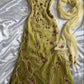 Yellow Green gorgeous exquisite vintage embroidered spaghetti strap long ball gown prom dress evening gown gh2932