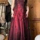 Burgundy Spaghetti Straps Exquisite Beaded Long Tulle Ball Gown Evening Dress gh3208