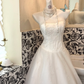 White Strapless Waist-Cinched A-Line Long Luxury Romantic Dress, Wedding Gown gh7500