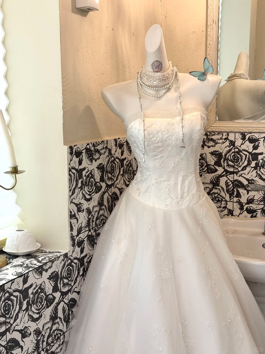 White Strapless Waist-Cinched A-Line Long Luxury Romantic Dress, Wedding Gown gh7500