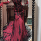 Burgundy Mysterious Red Rose Gorgeous Exquisite Lace Tulle Long Floor-Length Trailing Ball Gown Evening Gown gh4253