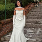 Elegant White Mermaid Gown | Off-Shoulder Rhinestone Dress, Gala Friends Gathering Fashion Outfit gh6454
