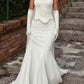 Elegant White Mermaid Gown | Off-Shoulder Rhinestone Dress, Gala Friends Gathering Fashion Outfit gh6454
