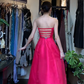 Fuchsia Strapless Long Formal Gown Hand Beaded Tulle A-Line Evening Dress gh9667