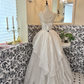Ivory Strapless Waist-Cinched Rhinestone Voluminous Full Flared Skirt Romantic Dress, Wedding Gown gh7664