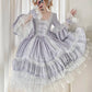 Hellviolettes Satin-Ballkleid mit eckigem Ausschnitt, langen Ärmeln, Stufenrock, Rokoko-Stil, Spitze und Schleife – ideal für Teepartys und Retro-Partys (gh6739)