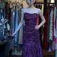 Strapless Dark Purple Evening Gown Full Ruched Bodice Mermaid Long Prom Dress gh9692