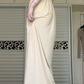 Light Apricot Strapless Tube Top Long Evening Gown, Gold Rhinestone Tassel Pendant, High Waist Flowy Maxi Dress With Side Pockets gh8936