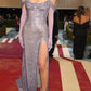 Lila Wunderschöne Glänzende Elegante Mode Pailletten Spaghetti Strap Lange Sexy Seite Schlitzte Ballkleid Abendkleid Partykleid gh3690