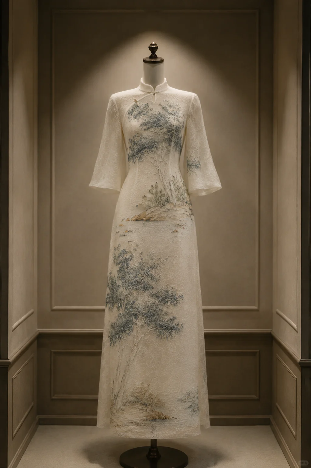 ✨Girlhomeshops-Chinese Ink Landscape Lace Qipao Long Evening Dress gh10359