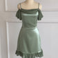 Matcha Green Retro Sweet Simple Short Satin Homecoming Dress Party Dress gh4894
