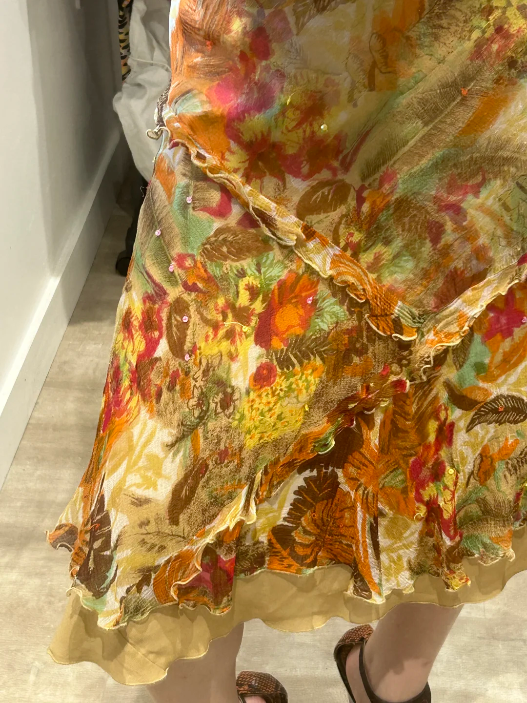 Yellow Vintage Floral Print Spaghetti Strap Fitted Waist Slim Prom & Evening Party Dress gh8454