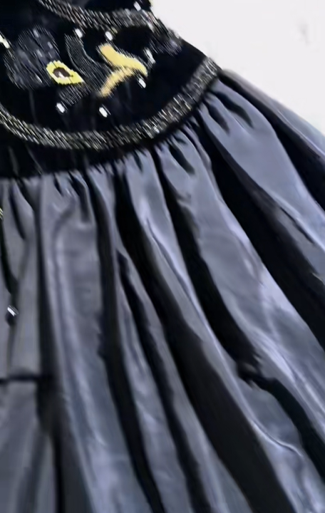 Black Square Neck Spaghetti Strap Rhinestone Fitted Waist Slim Long Prom & Evening Party Dress gh8514