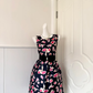 Navy Floral Print Homecoming Dress Sleeveless Round Neck A-Line Cocktail Party Gown gh9390