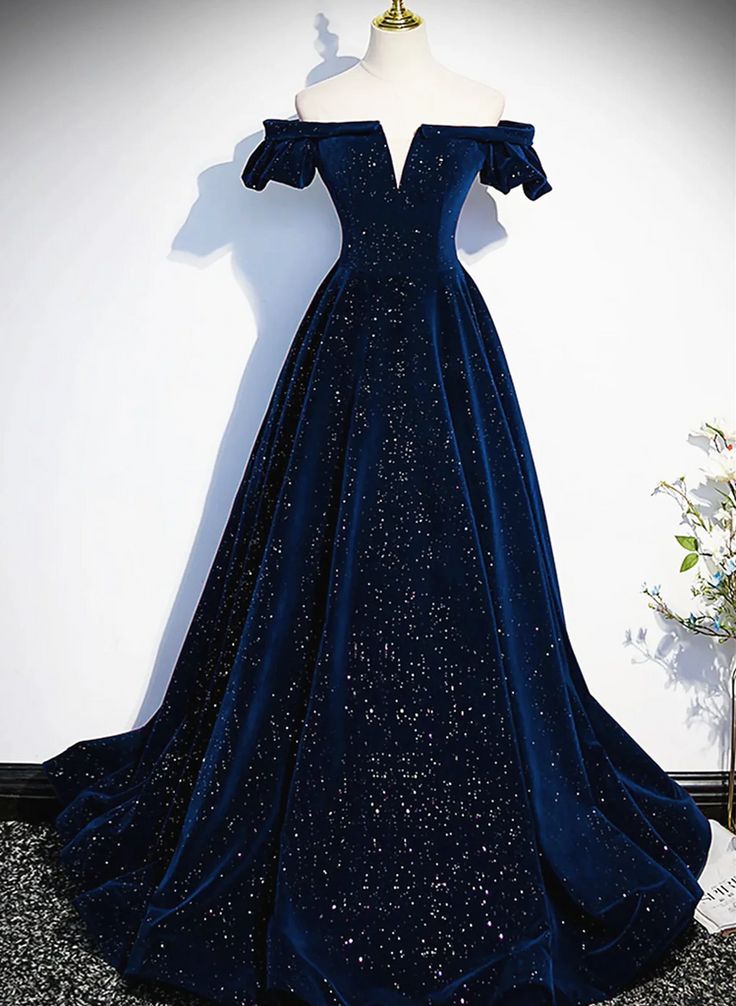 Dunkelblau/burgunderrot glänzendes elegantes langes Ballkleid aus Samt für formelle Anlässe gh3211