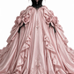 ✨Girlhomeshops-Dusty Pink Off Shoulder Ball Gown Black Corset with 3D Roses & Embroidery gh10312