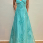 ✨Girlhomeshops-Mint Green Spaghetti Strap Floral Embroidery Organza A Line Formal Prom Gown gh10257