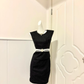 Black Lace Sleeveless Short Cocktail Dress, Round Neck Cap Sleeve Draped Bodice Pearl Rhinestone Sash Sheath Homecoming Party Gown gh9263