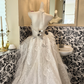 Ivory Strapless Waist-Cinched Voluminous Designer Skirt Vintage Elegant Romantic Dress, Wedding Gown gh7547